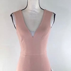 Dress The Population Women's Blush V-Neck Sleeveless Slit Gown Long Dress SZ XS